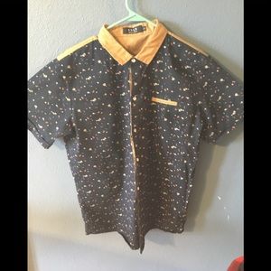 Navy print shortsleeved shirt